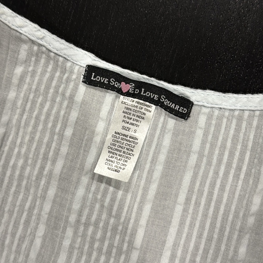 Love Squared Light Blue Striped Tank Top with Lace Ruffle Detail - S - Picture 7 of 9
